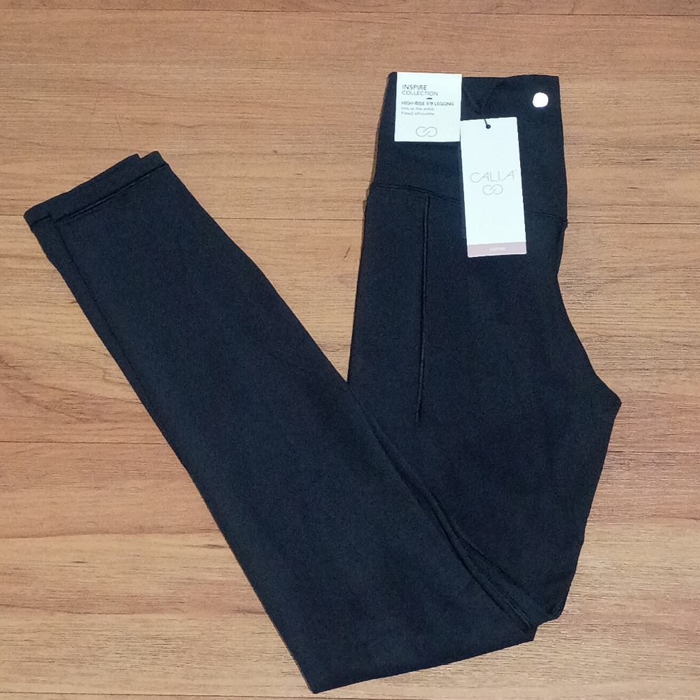 NEW CALIA Women's Inspire High Rise 7/8 Leggings - BLACK - S